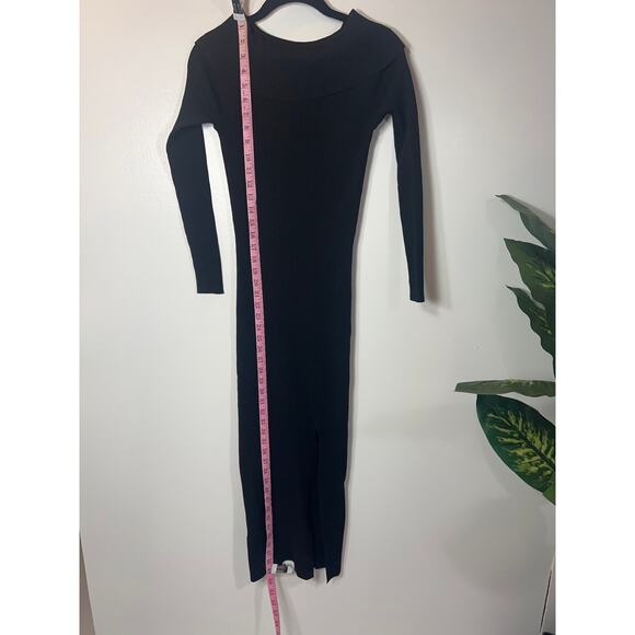 New MNG MANGO Black Off Shoulder Long Sleeve Ribbed Sweater Dress S - Picture 15 of 16